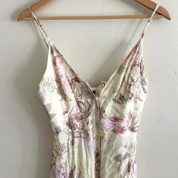 Majorelle Yellow Pink Floral Curtain Hem Boho Dress Size XS - Picture 5 of 7